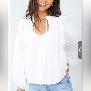 Bella Dahl Long Sleeve Smocked Ruffle Pullover NWT Size Medium